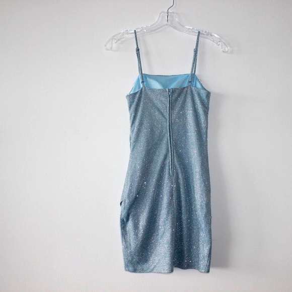 Sky Blue Glitter Mini Dress - Picture 3 of 5